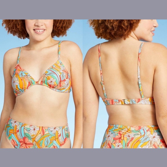 NWT Xhilaration [ Medium ] Underwire Bikini Top in Retro‎ Floral Print - Picture 1 of 10